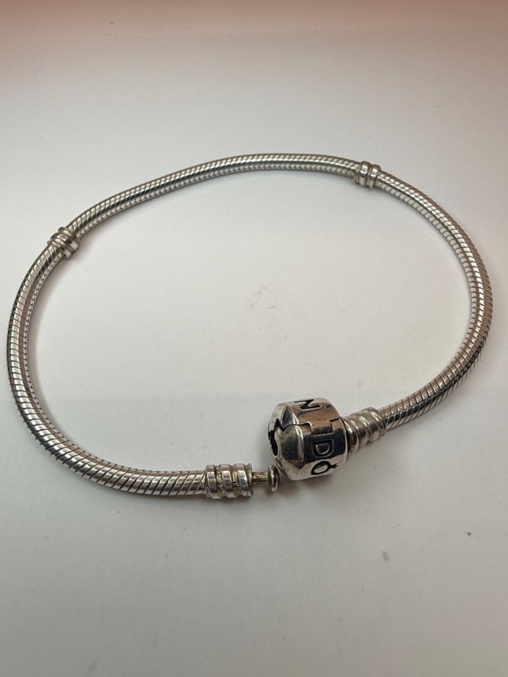 Pandora Sterling Silver 8” Moments Bracelet 925 ALE Barrel Clasp